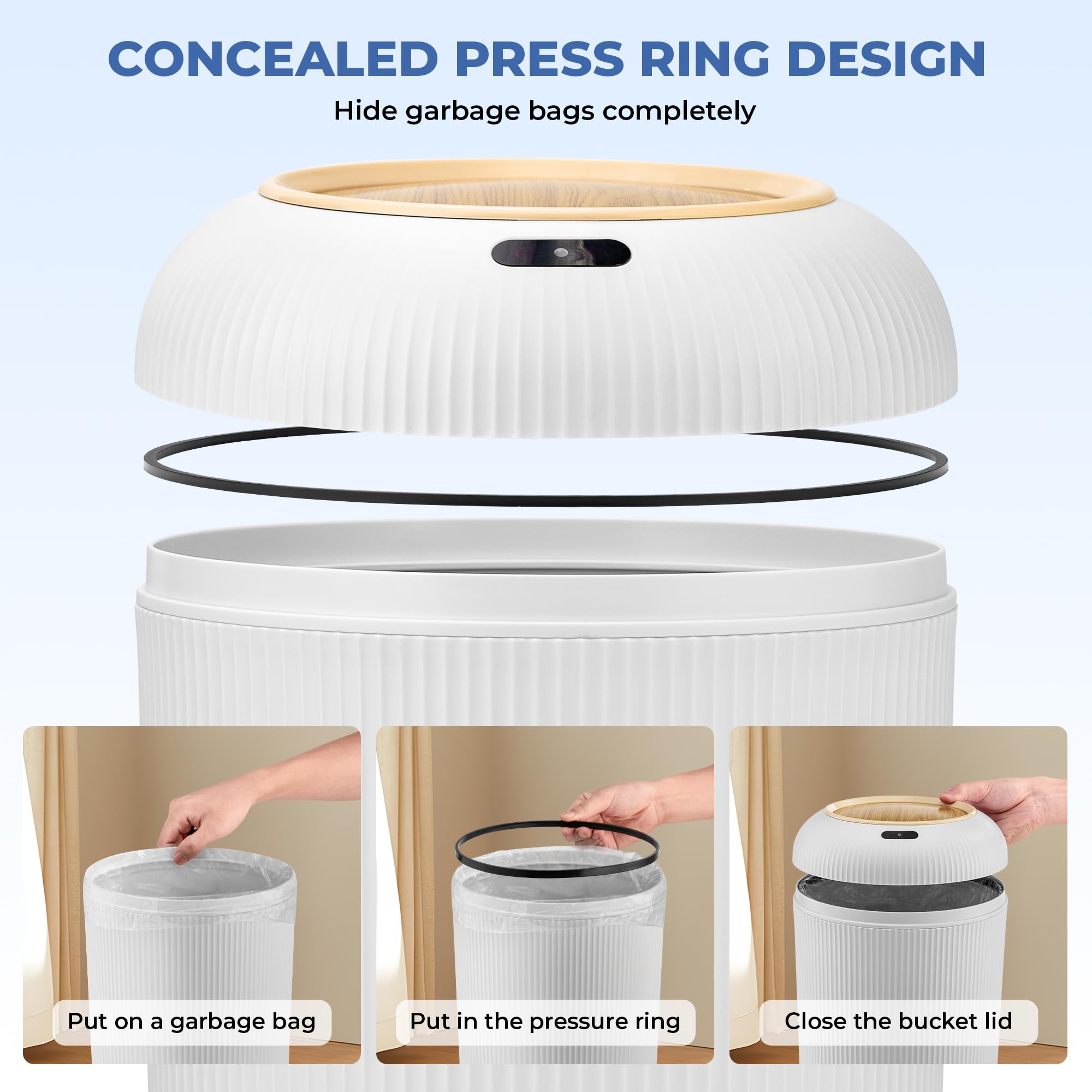 PUKOMC Smart Sensor Trash Can for Small Kitchen and Bathroom, 10 Liters Capacity
