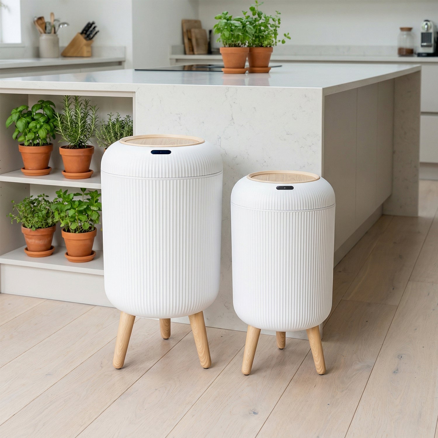 PUKOMC Smart Sensor Trash Can for Small Kitchen and Bathroom, 10 Liters Capacity