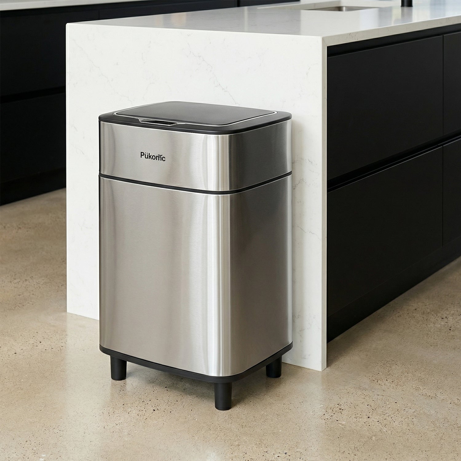 PUKOMC Stainless Steel Motion Sensor Trash Can for Home and Outdoor, 10 Liters Capacity