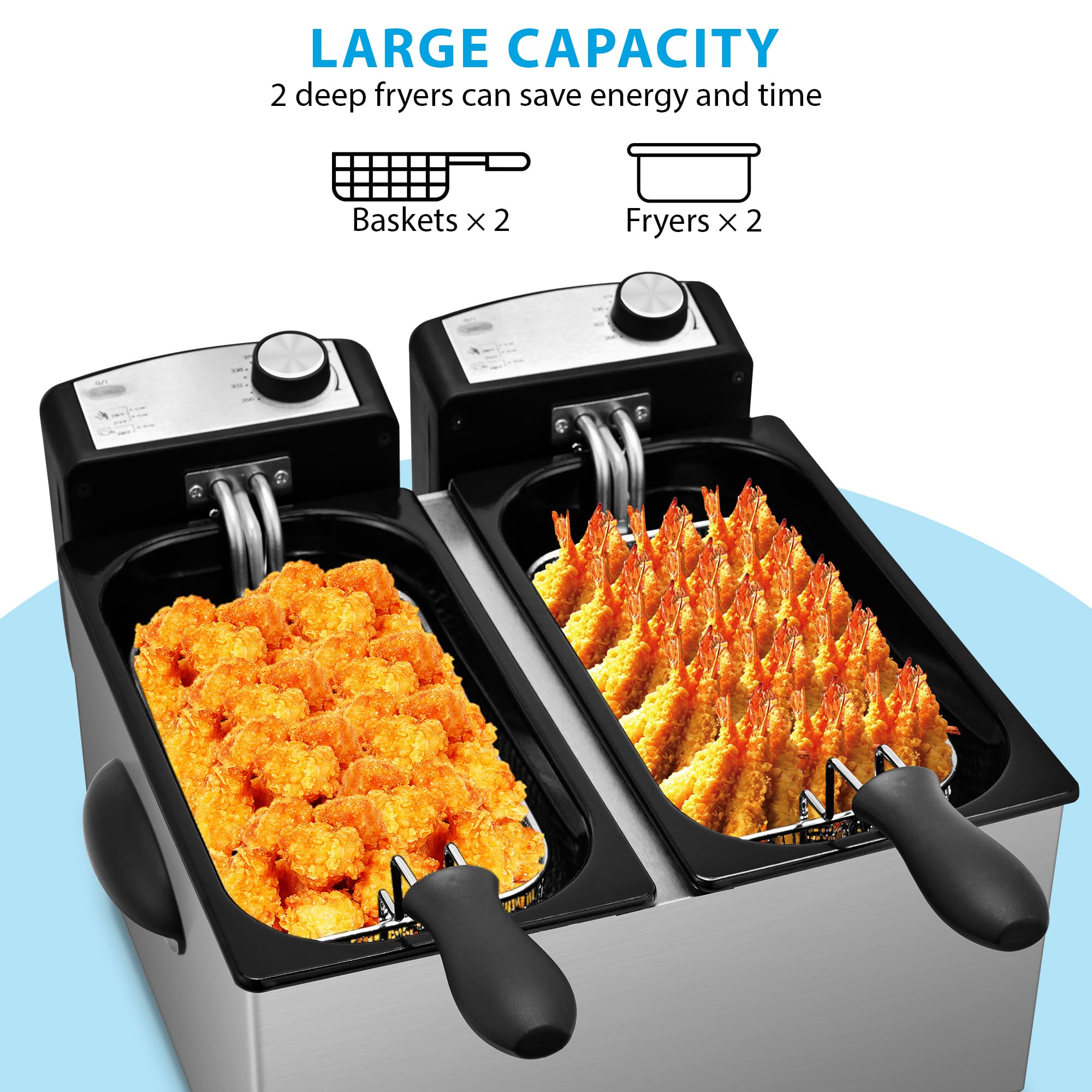 PUKOMC Electric Fryer Machine for Home, Small Fryer for Kitchen