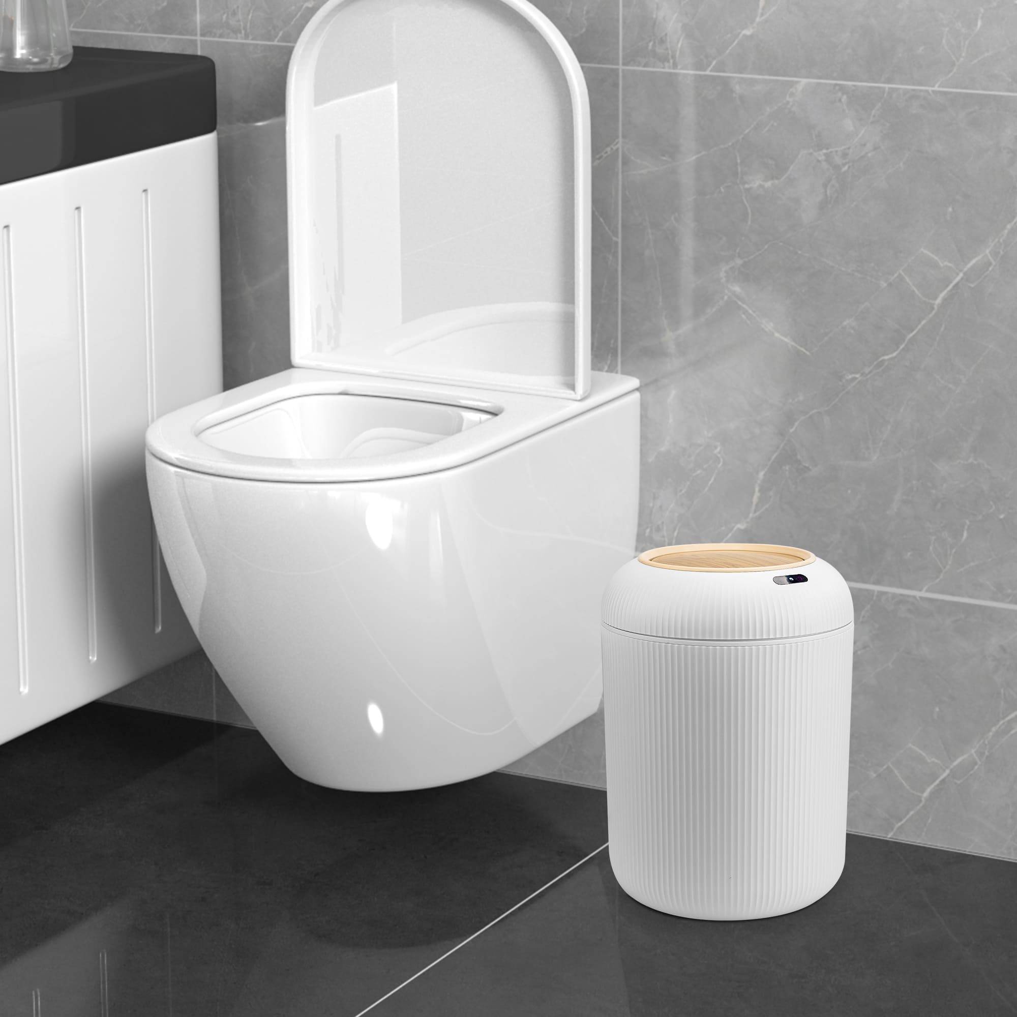 PUKOMC Smart Sensor Trash Can for Small Kitchen and Bathroom, 10 Liters Capacity