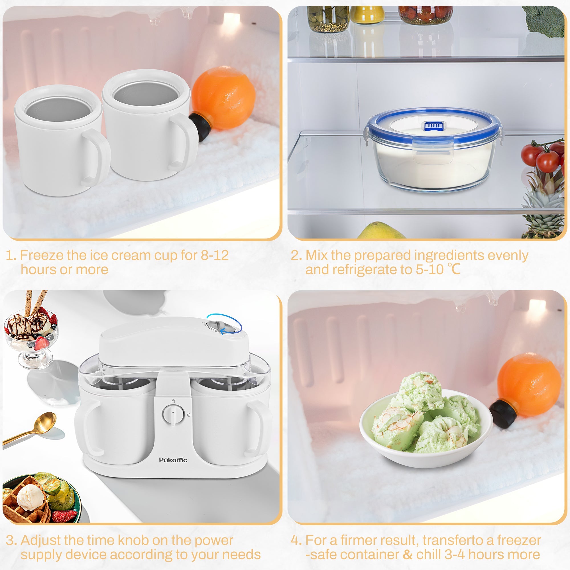 PUKOMC Ice Cream Maker Machine