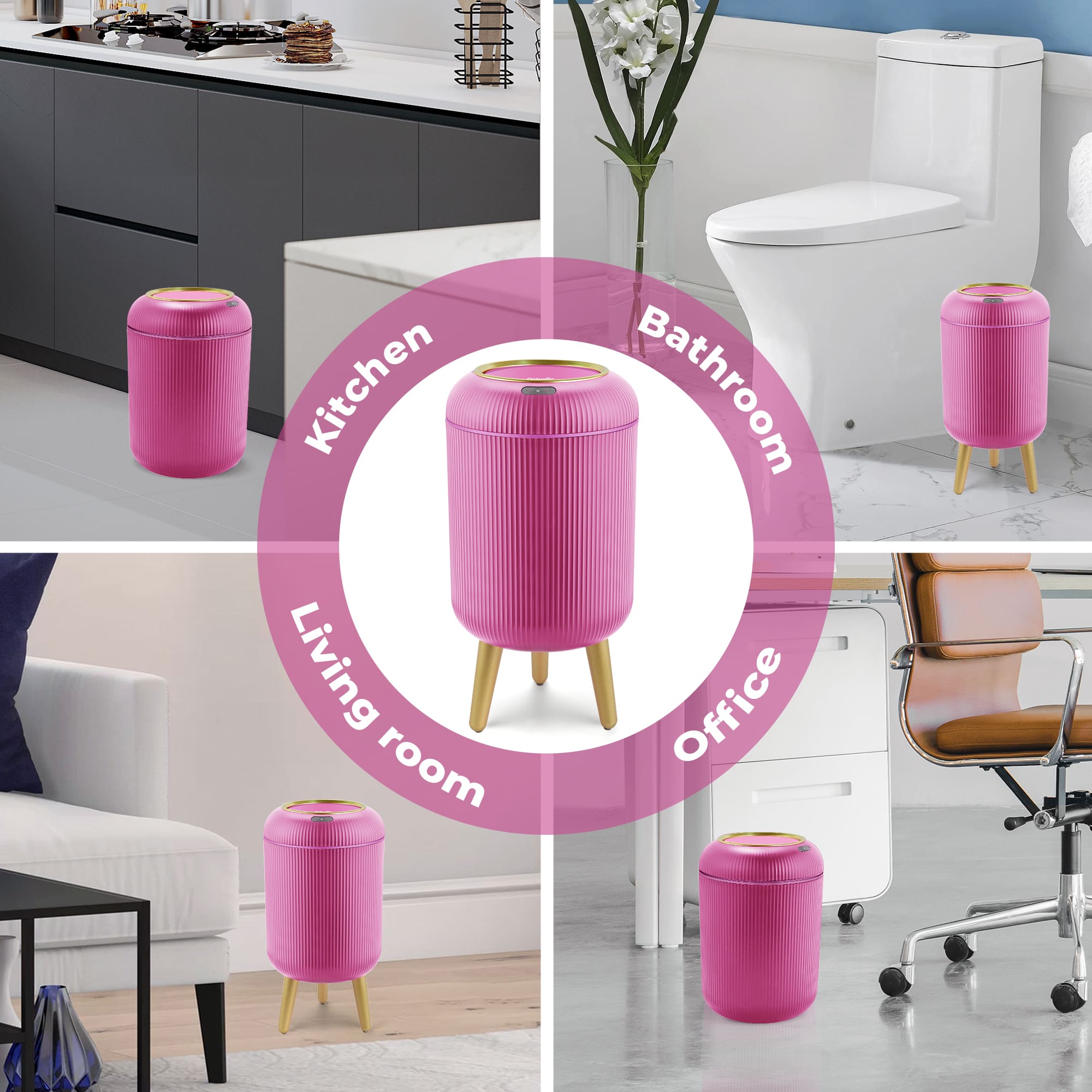 PUKOMC Smart Sensor Trash Can for Small Kitchen and Bathroom, 10 Liters Capacity