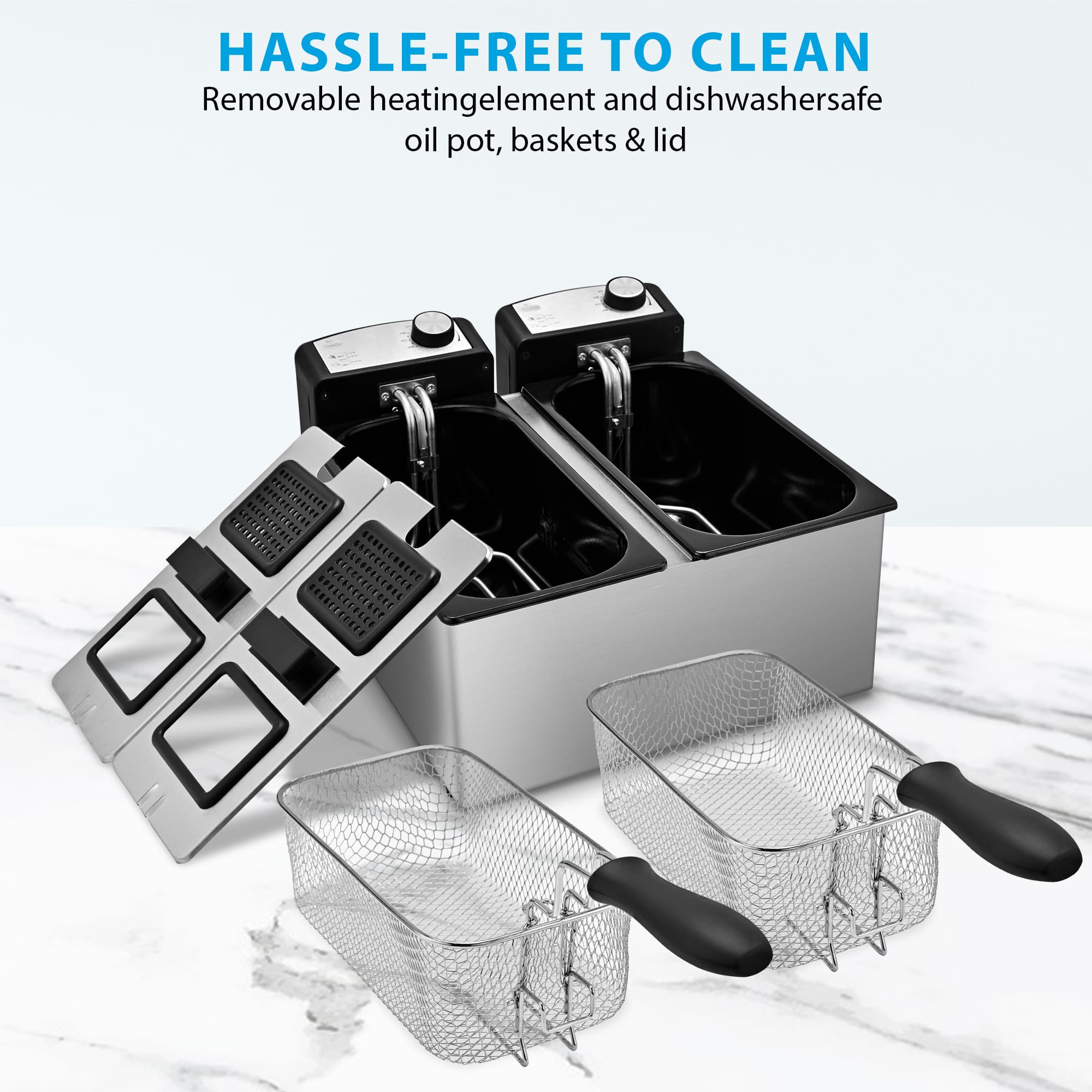 PUKOMC Electric Fryer Machine for Home, Small Fryer for Kitchen