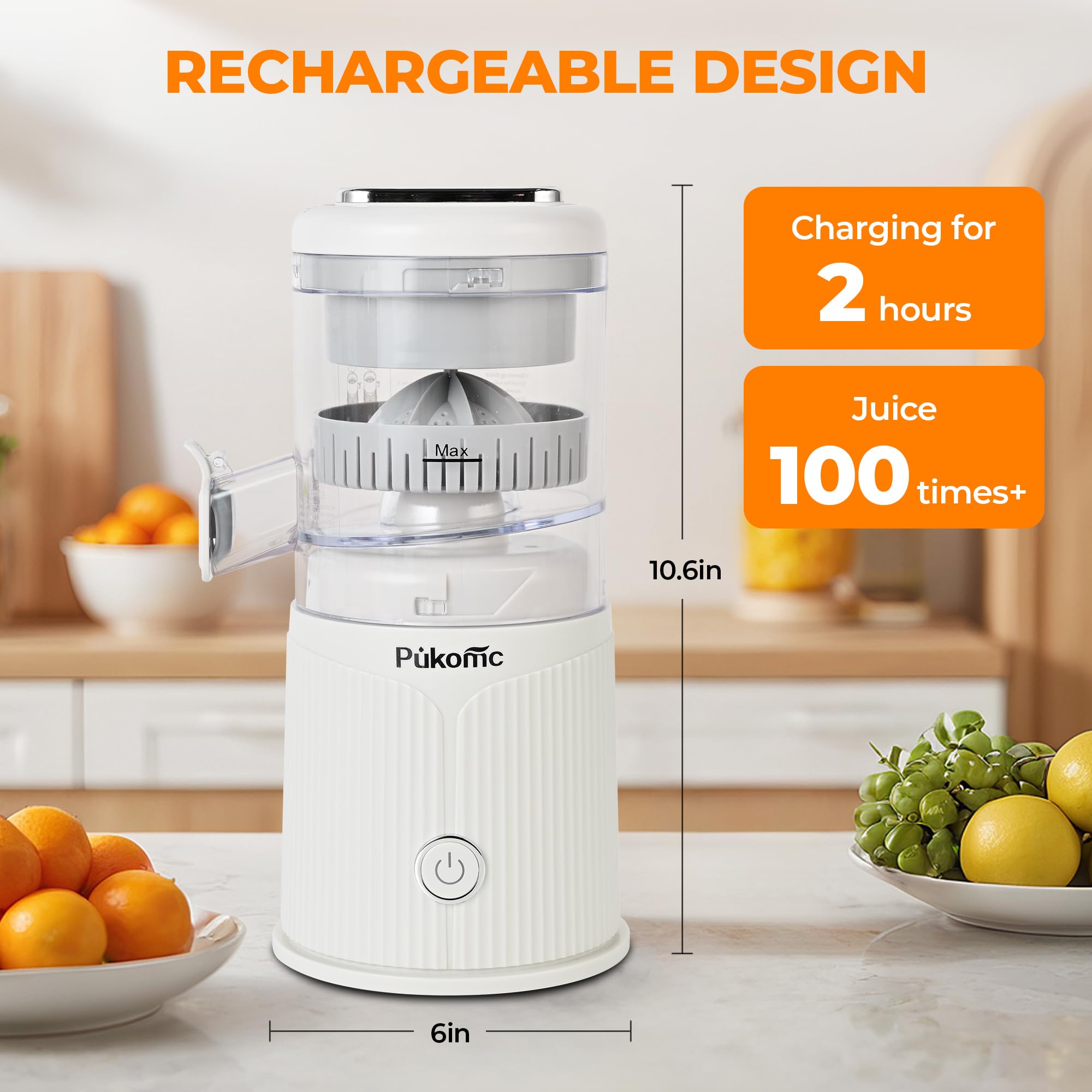 PUKOMC Electric Citrus Juicer for Home, White